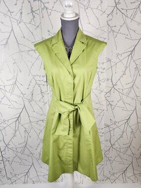 Josef Highlighter Green Tie Front Button Up Collar Dress